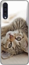 Geschikt voor Samsung Galaxy A50 hoesje - Kitten - Zon - Bruin - Meisjes - Kinderen - Jongens - Kindje - Siliconen Telefoonhoesje