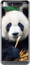 Geschikt voor Samsung Galaxy A80 hoesje - Panda - Bamboe - Natuur - Siliconen Telefoonhoesje