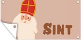 Tuinposter Sint - Chocolade - Sinterklaas - Kinderen - Jongens - Meisjes - Kind - 170x80 cm - Wanddecoratie Buiten - Tuinposter - Tuindoek - Schuttingposter - Tuinschilderij