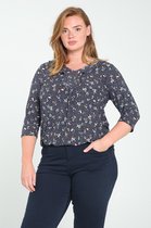 Paprika Dames T-shirt in tricot met bloemetjesprint - T-shirt - Maat 48