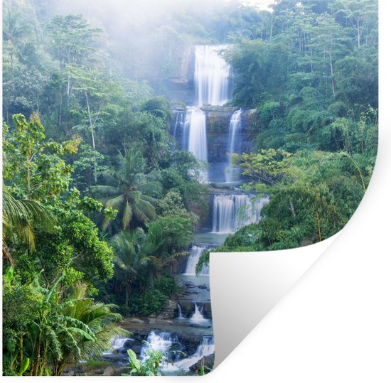 Muurstickers - Sticker Folie - Watervallen in Indonesië - 100x100 cm - Plakfolie - Muurstickers Kinderkamer - Zelfklevend Behang XXL - Zelfklevend behangpapier - Stickerfolie