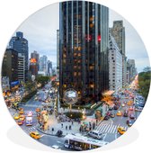 WallCircle - Wandcirkel ⌀ 30 - New York - Broadway - Taxi - Ronde schilderijen woonkamer - Wandbord rond - Muurdecoratie cirkel - Kamer decoratie binnen - Wanddecoratie muurcirkel - Woonaccessoires