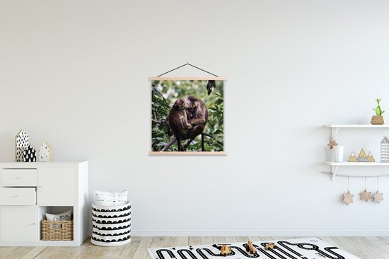 Singe famille sur une branche affiche textielposter lattes vierge 60x60 cm