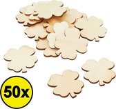 Decopatent® 50 STUKS Houten Decoratie Klavertje Vier - Klavertjevier Beschrijfbaar - Geluk - Wensharten - Houten decoratie - Bruiloft decoratie - Huwelijk - Gastenboek