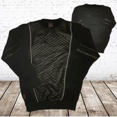 Stoere zwarte heren sweater -Violento-M-Truien en sweaters