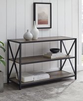 Nancy's Cotopaxi 40 X-Frame Boekenplank - Modern - Rustiek Eiken, Donker Walnoot, Drijfhout - Mdf, Metaal - 101,6 cm x 40,64 cm x 66,04 cm