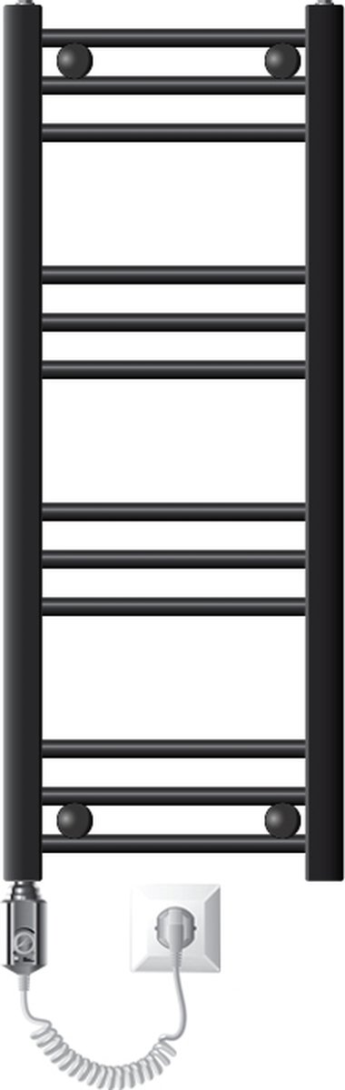 Badkamerradiator elektrisch met verwarmingselement 600W 300x800 mm antraciet recht met zijaansluiting
