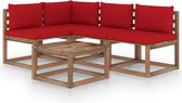 Decoways - 5-delige Loungeset met rode kussens