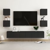 vidaXL 7-delige Tv-meubelset spaanplaat hoogglans zwart