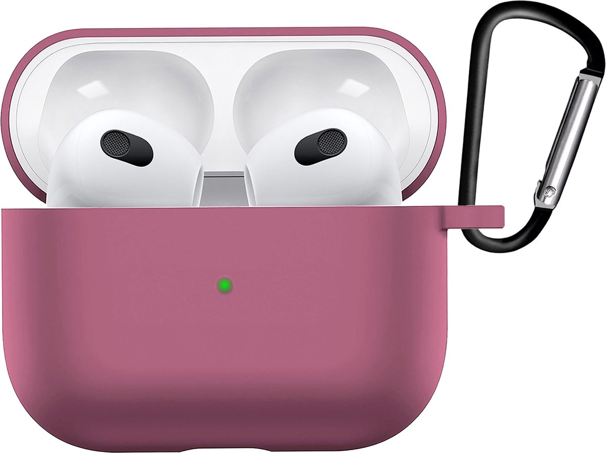 Case Geschikt voor AirPods 3 Hoesje Siliconen Hoes Cover - Hoes Geschikt voor Apple AirPods 3 Case Siliconen - Oud roze