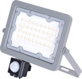 LED Bouwlamp met Sensor - Igia Zuino - 30 Watt - Natuurlijk Wit 4000K - Waterdicht IP65 - Kantelbaar - Mat Grijs - Aluminium