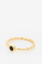 Sissy-Boy - Gold plated ring zwart emaille steentje