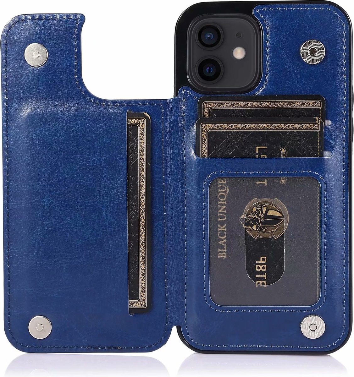 Hoesje geschikt voor iPhone 8 - Backcover - Pasjeshouder - Portemonnee - Kunstleer - Blauw