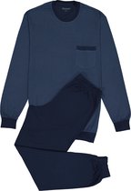 SCHIESSER heren pyjama - O-hals - jeansblauw geruit -  Maat: XL