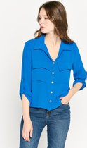 LOLALIZA Overhemd met driekwartsmouw - Light Blauw - Maat 44
