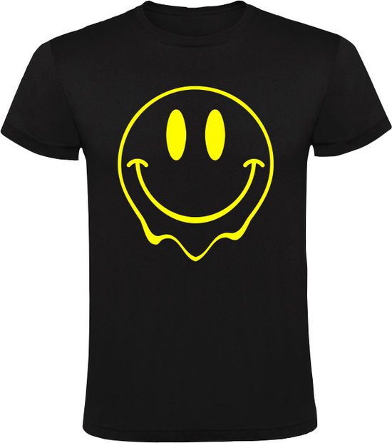 Smiley | Kinder T-shirt 152 | Zwart Geel | Glimlach | Lachen | Vrolijk | Gelukkig | Graffiti | Clown | LOL | Plezier | Emoticon