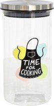 Gerimport Voorraadpot Time For Cooking 900 Ml Glas Transparant