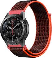 Nylon Smartwatch bandje - Geschikt voor Strap-it Samsung Galaxy Watch 45mm / 46mm nylon band - zwart/oranje - Strap-it Horlogeband / Polsband / Armband