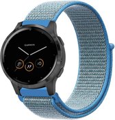 Nylon Smartwatch bandje - Geschikt voor  Garmin Vivoactive 4s nylon band - 40mm - blauw - Strap-it Horlogeband / Polsband / Armband