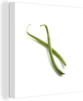 Tableau sur toile Haricots verts sur fond blanc - 90x90 cm - Décoration murale