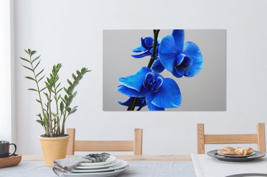 Tableau Peinture Orchidée Bleue - 90x60 cm - Décoration murale