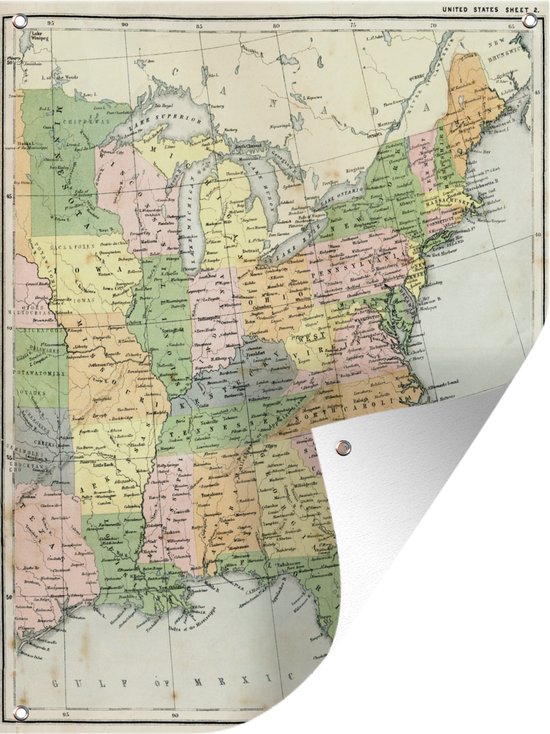 Tuin decoratie Antieke kaart van de Verenigde Staten - 30x40 cm - Tuindoek - Buitenposter
