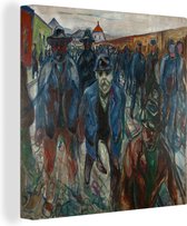 Peinture sur toile Ouvriers rentrant à la Home - Peinture d'Edvard Munch - 120x90 cm - Décoration murale