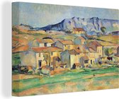 Canvas Schilderij Berg Sainte-Victoire vanuit Gardanne - Schilderij van Paul Cézanne - 90x60 cm - Wanddecoratie