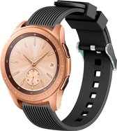 Shop4 - Bandje voor Samsung Gear S2 - Siliconen Rechte Streep Zwart