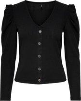 Only T-shirt Onlnella L/s Button Top Cs Jrs 15265456 Black Dames Maat - L