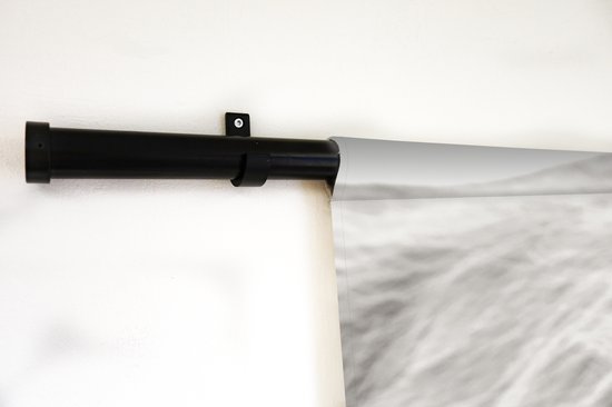 Wandkleed - Wanddoek - Schotse Hooglander - Zwart - Wit - Hoorns - 90x90 cm - Wandtapijt