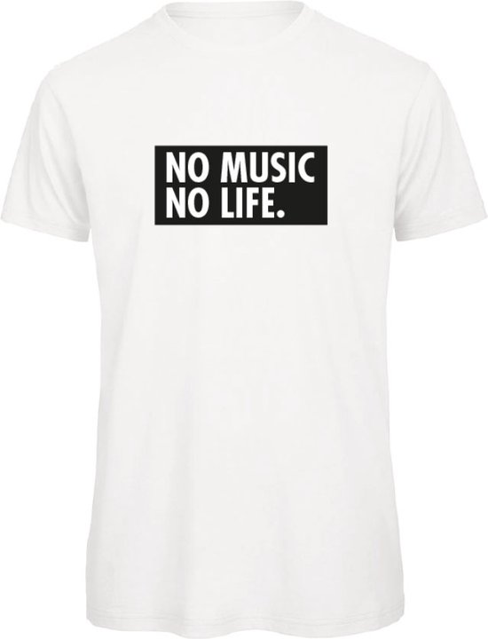 T-shirt Wit XXL - no music no life - zwart - soBAD. | Kleding | T-shirt unisex | T-shirt man | T-shirt dames | Muziek