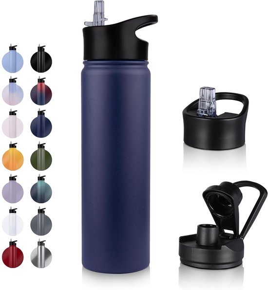 Isolerende Waterfles - Dubbelwandig - 1 stuk - RVS - 14 kleuren