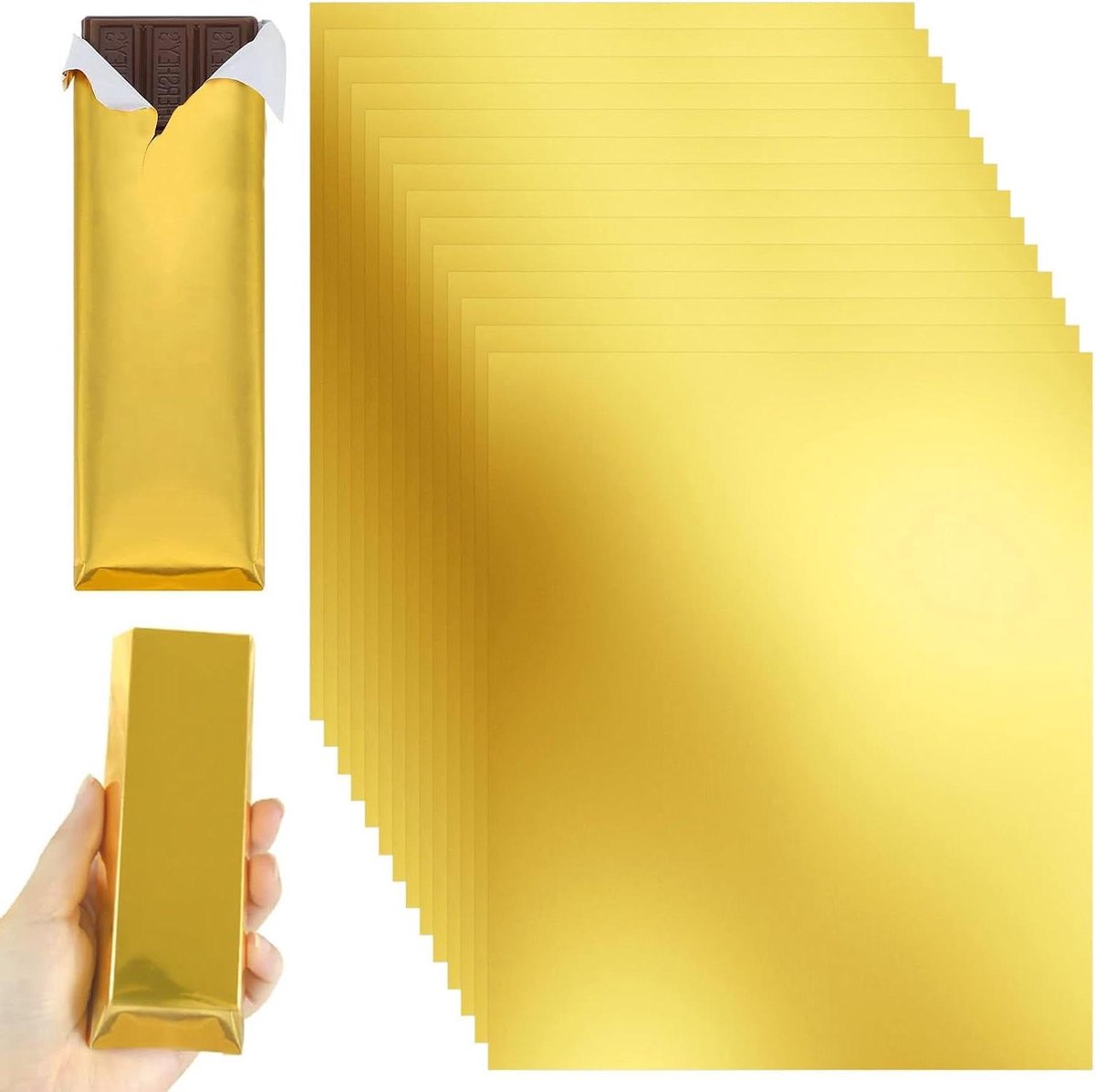 Chocoladeverpakkingen 19 x 16 cm - 50 stuks | Brons aluminiumfolie - Ideaal voor Dubai chocolade