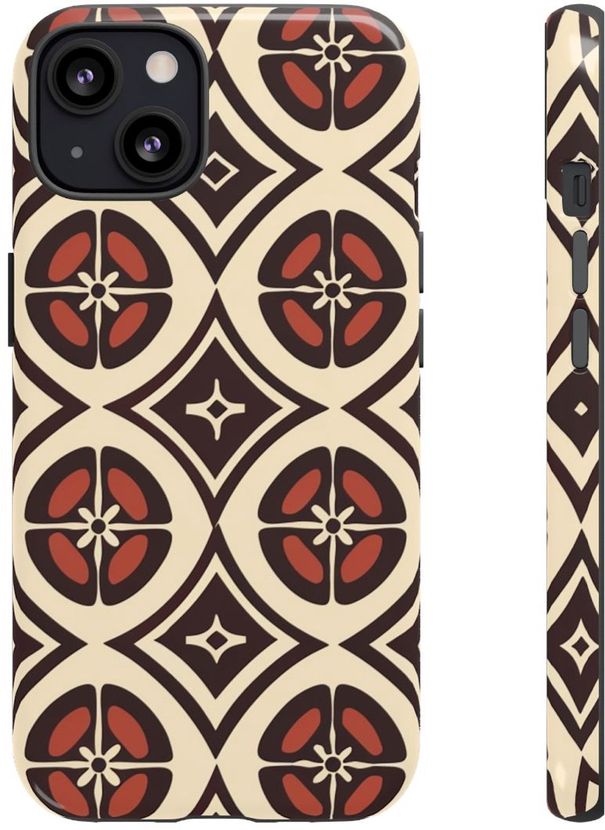 Geometrisch Bruin-Beige Patroon – Telefoonhoesje Geschikt voor iPhone 13