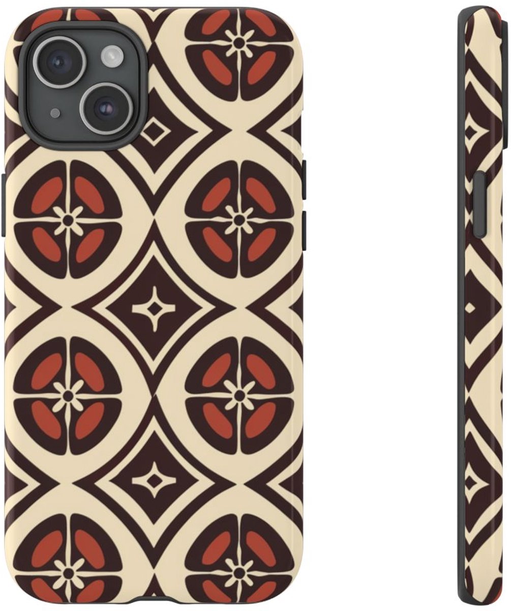 Geometrisch Bruin-Beige Patroon – Telefoonhoesje Geschikt voor iPhone 15 Plus