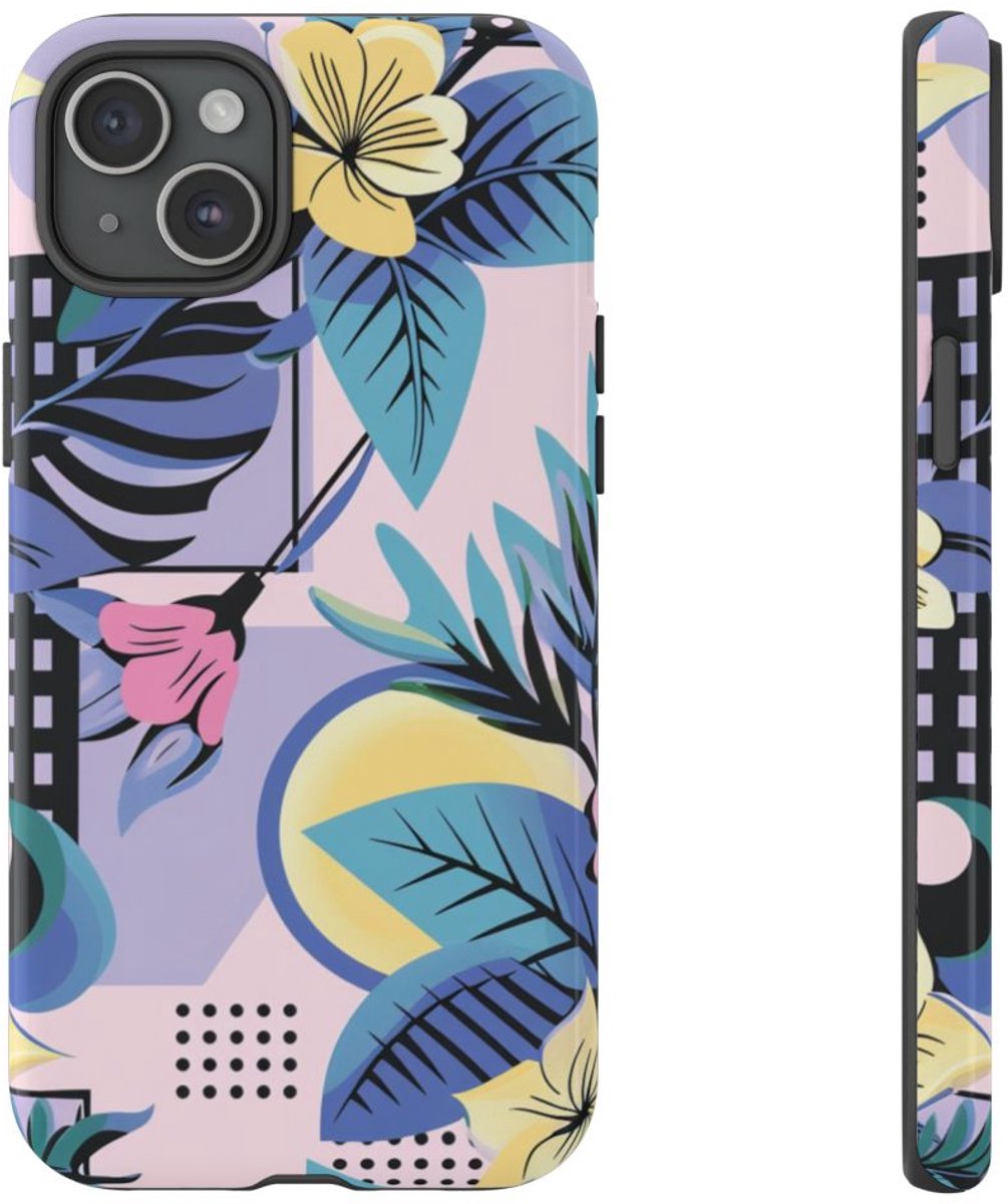 Bloemrijk Geometrisch Patroon – Telefoonhoesje Geschikt voor iPhone 15 Plus