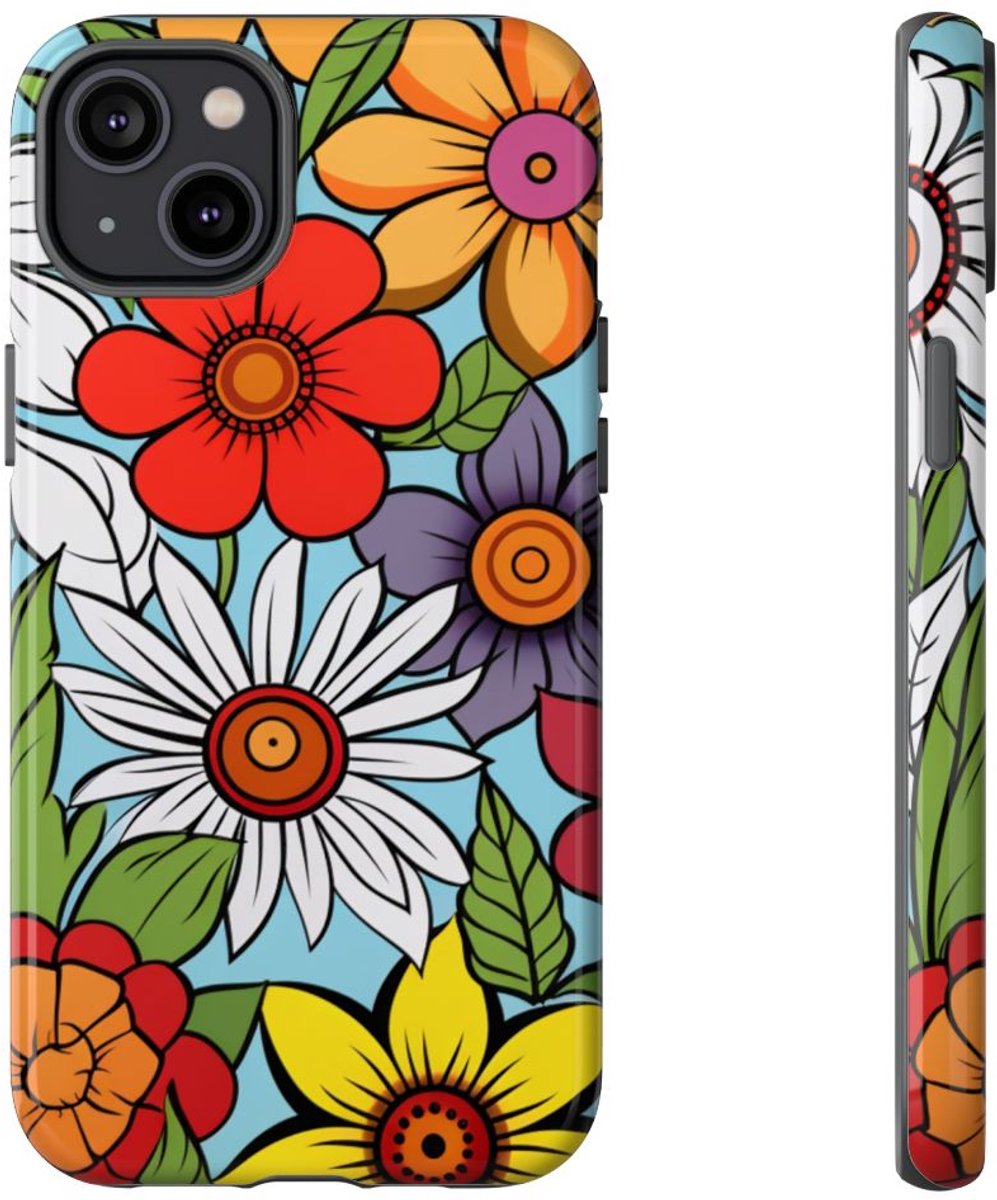 Kleurrijk Bloemenpatroon – Telefoonhoesje Geschikt voor iPhone 14 Plus