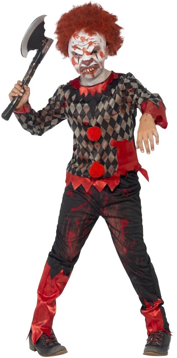 Smiffys - Deluxe Zombie Clown Kinder Kostuum - Kids tm 6 jaar - Rood/Groen
