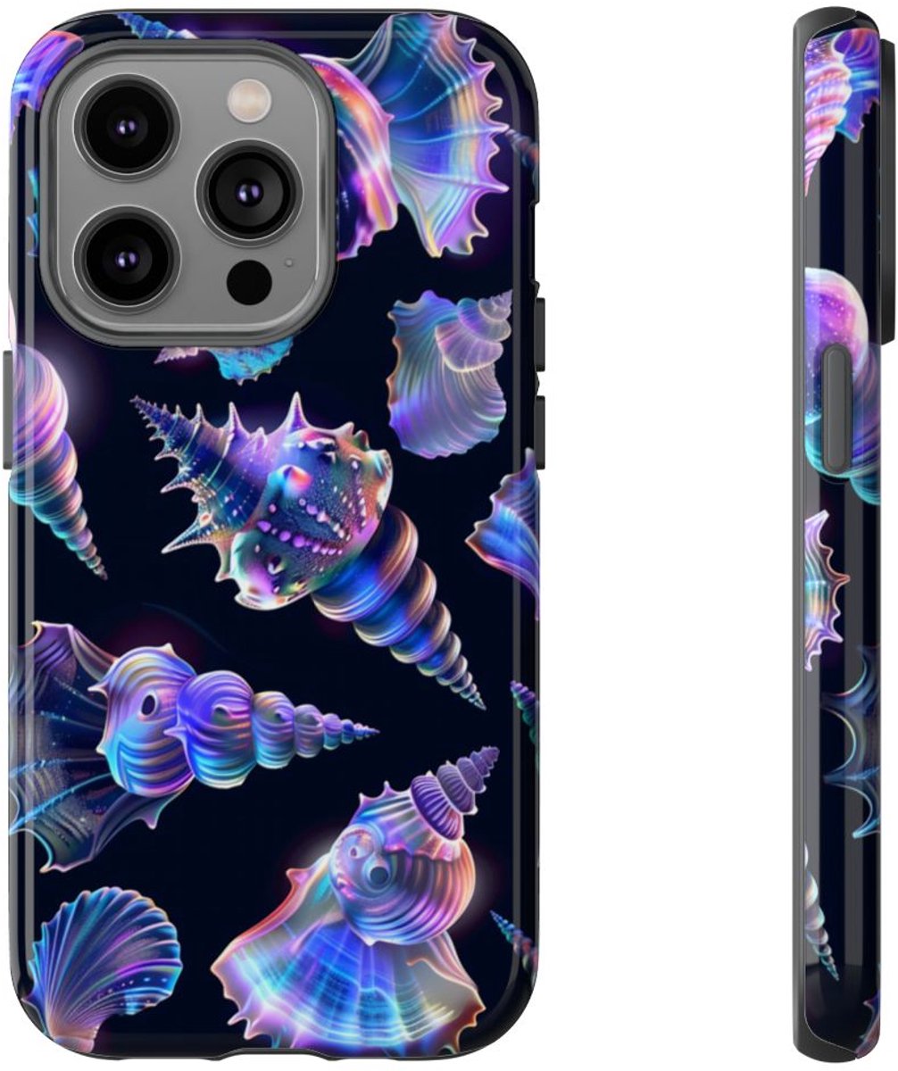 Neon Pastel Schelpenpatroon – Telefoonhoesje Geschikt voor iPhone 14 Pro