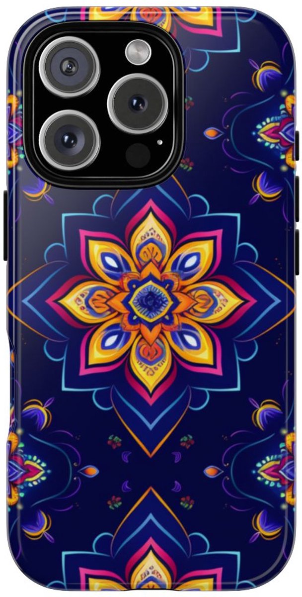 Kleurrijk Mandala Bloemenpatroon – Telefoonhoesje Geschikt voor iPhone 16 Pro