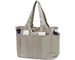 CCAIPU tas dames shopper grote waterdichte handtas schoudertas met rits boodschappentas tote bag voor reizen yoga sport dagelijks (grijs)