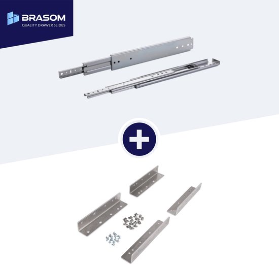 Set de guides de tiroir + supports de tiroir 70 cm 28" entièrement extensibles et capacité de charge de 250 kg 2 pcs. guides de tiroir de camping robustes 700 mm 28 pouces support de tiroir en aluminium coudé