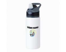 Hacebo® - tandarts met eigen naam waterfles met rietje zwart - Tandarts - mondhygiënisten/tandartsen - iemand die tandarts is of mondhygiënist - verjaardag - cadeau - kado - geschenk - water fles - 650ML