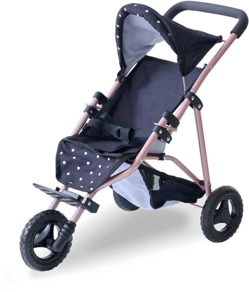 Teamson Kids Jogging Poppenwagen Voor Babypoppen - Accessoires Voor Poppen - Zwart