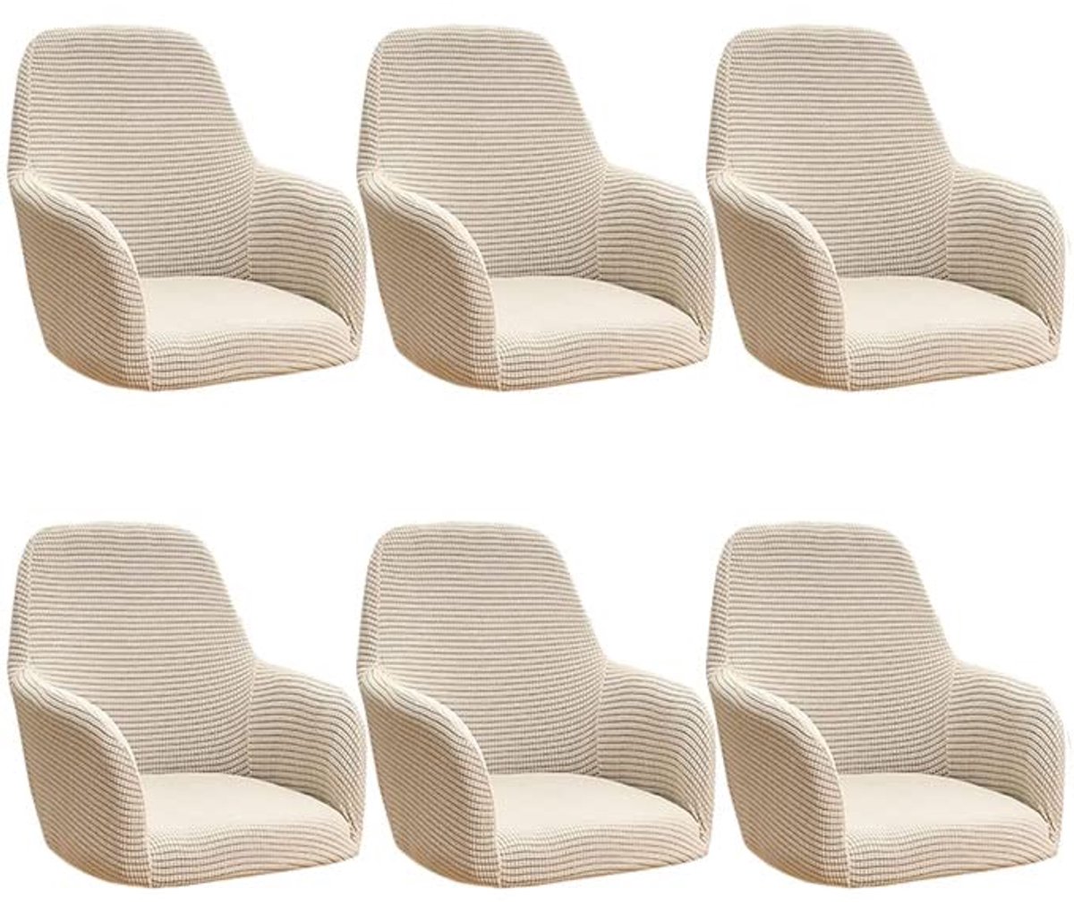 Ibenzoa® Stretchbare stoelhoezen voor eetkamerstoelen met armleuning, set van 6 voor veelzijdig gebruik Beige