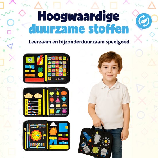 MontiPlay® Montessori Speelgoed Zwart - Sensorisch Speelgoed - Activiteitenbord - Busy Board - Montessori voor thuis - Speelgoed voor onderweg - Voor in de auto - Het grote speelgoedboek 2025 van Merkloos — afbeelding 4
