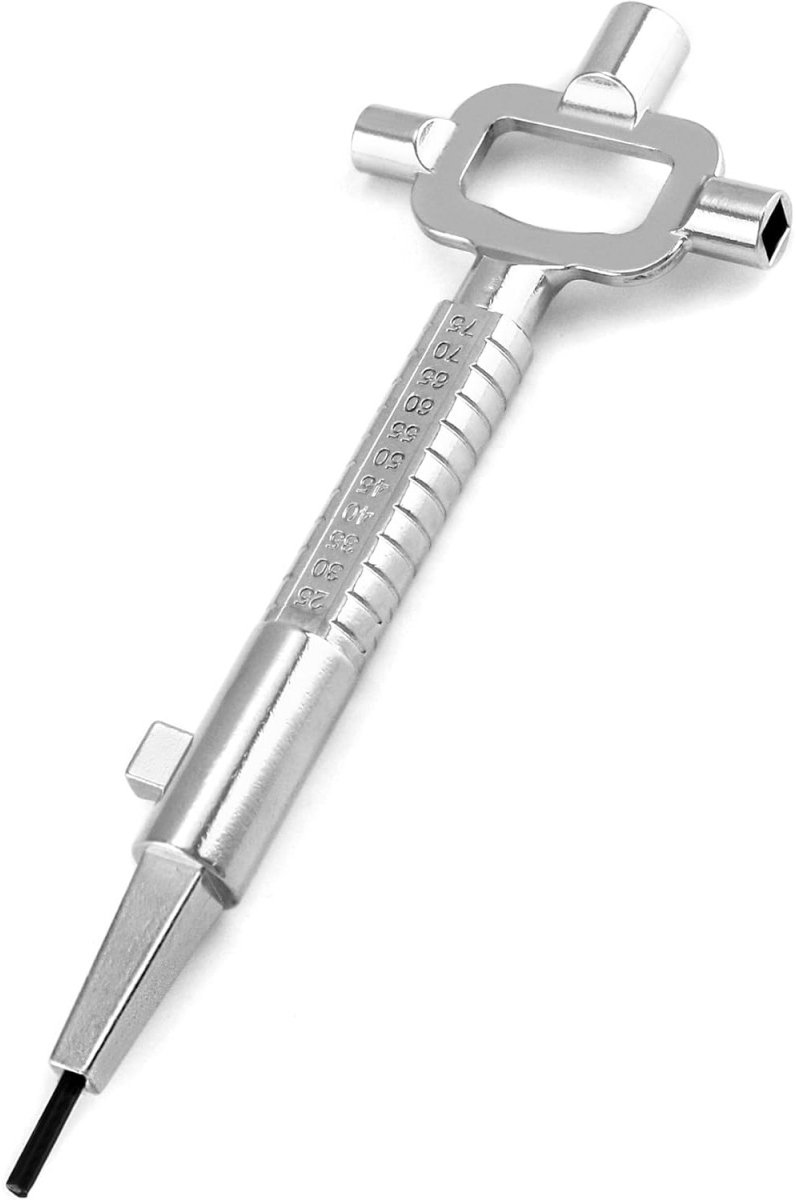 EXCITAT Sleutel - Bouwsleutel - Sleutel - Met cilindrische drukmeter - Schakelkastsleutel - Geschikt voor bouwplaatsen, thuis en op reis - 19,5 cm - Zilver