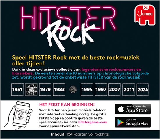 Jumbo - Hitster – Rock - Uitbreidingsset - Partyspel - Actiespel - Muziekspel voor volwassenen - 16+ jaar