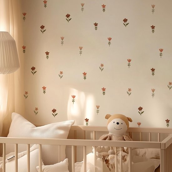 Muursticker YYchan avec fleurs délicates – Style bohème doux pour chambre d'enfant – 21 x 14,5 cm – 6 pièces